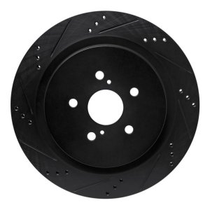 Lexus RX350 Brake Rotor (1) - Rear Left - R1 Concepts - Drilled & Slotted - Black - `16-`22